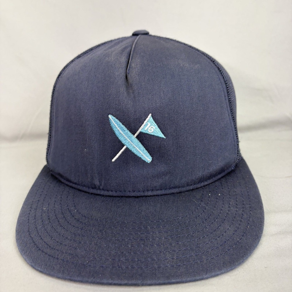 Yupoong Trucker Hat Surfboard Flag Navy Blue Snapback Mesh Cap